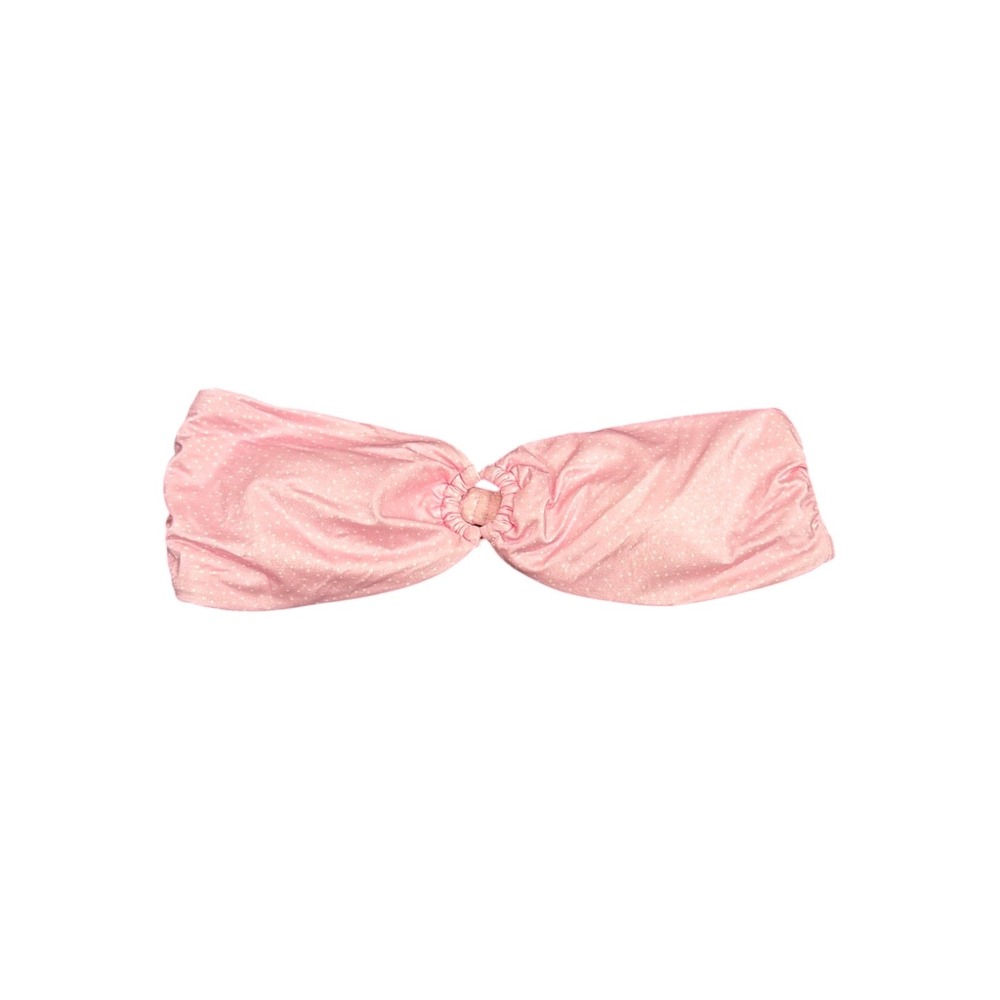 L.A. Hearts Pink Polka Dot O-Ring Bandeau Bikini Top Size Medium Strapless Swim